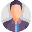 Icon of a man with black hair and purple jacket