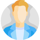 Icon of a man with blonde hair and blue jacket