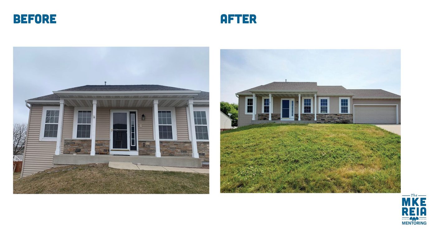A before and after picture of a house